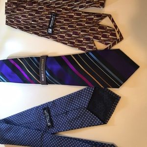 Lot of 3  100% silk ties . Different patterns and colors. Never or barely worn